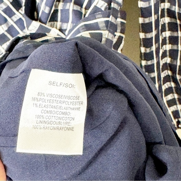 Tanya Taylor Navy Check Belted Puff Sleeves Nicola Dress Size 2 US NWT - Picture 6 of 8